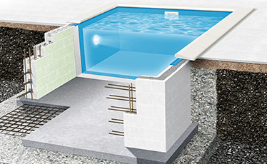 Betongpool styropor med en extra hård insida.